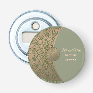 Elegante Moderne Sage groen & gouden klassieker Button Flesopener