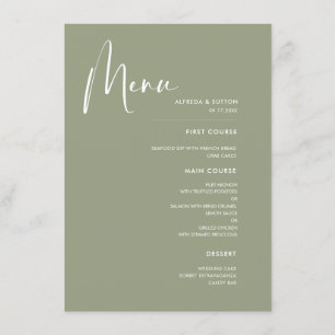 Elegante & moderne Sage groene bruiloft Menu