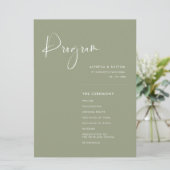 Elegante & moderne Sage groene bruiloft Programma (Staand voorkant)
