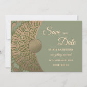 Elegante Moderne Salie groen & goud klassieke mand Save The Date (Voorkant)