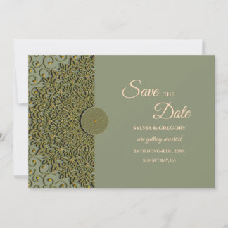 Elegante Moderne Salie groen & goud klassieke mand Save The Date