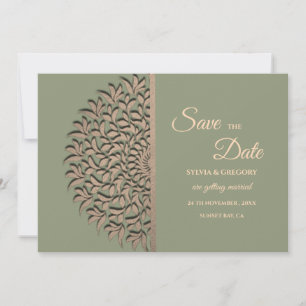 Elegante Moderne Salie groen & goud klassieke mand Save The Date