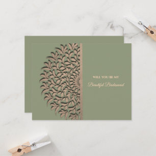Elegante moderne saliegroen gouden bruidsmeisjes u kaart