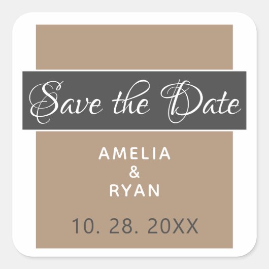 Elegante moderne save the date bruiloft vierkante sticker (Voorkant)