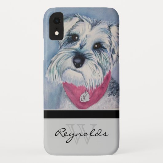 Elegante Moderne Schnauzer w Zwart Monogram Naam Case-Mate iPhone Case (Achterkant)