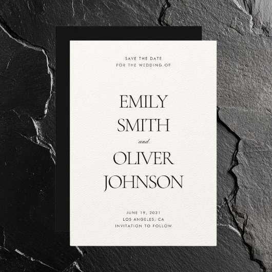 Elegante moderne schone zwart witte bruiloft save the date