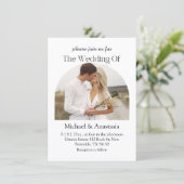 Elegante moderne script Boho boog foto bruiloft Kaart (Staand voorkant)