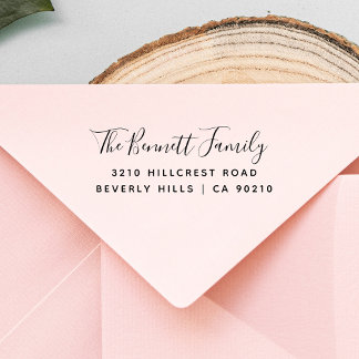 Elegante moderne script familienaam retouradres zelfinktende stempel