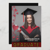 Elegante moderne script foto afstudeerfeest kaart (Voorkant / Achterkant)