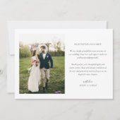 Elegante moderne script foto bruiloft dank je kaar bedankkaart (Voorkant)