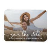 Elegante moderne script foto save the date magneet (Horizontaal)