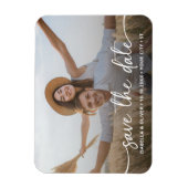 Elegante moderne script foto save the date magneet (Verticaal)