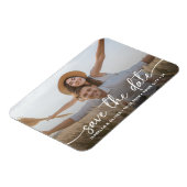 Elegante moderne script foto save the date magneet (Linkerzijde)