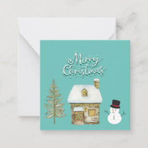 Elegante moderne script grafische winter sneeuwman notitiekaartje
