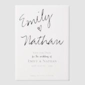 Elegante moderne script hart typografie bruiloft vellum uitnodigingen (Voorkant)