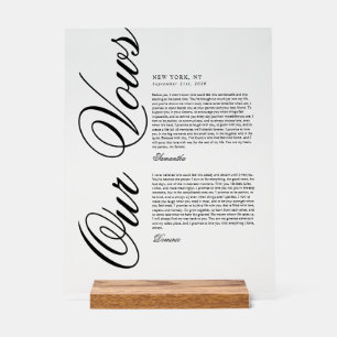 Elegante moderne script huwelijksgeloften acryl bord