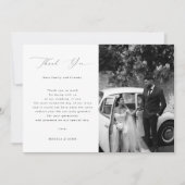 Elegante moderne script minimalistische 2 foto bru bedankkaart (Voorkant)