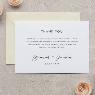 Elegante Moderne Script Minimalistische Trouwdag Bedankkaart