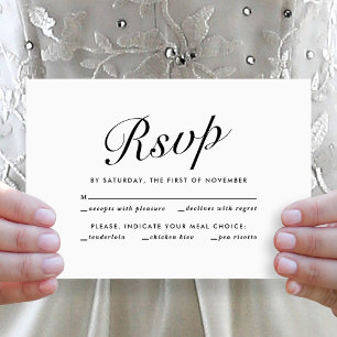 Elegante moderne script zwart-wit maaltijdkeuze RS Feestdagenkaart