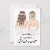 Elegante moderne scriptillustratie bruidsmeisje kaart (Voorkant)