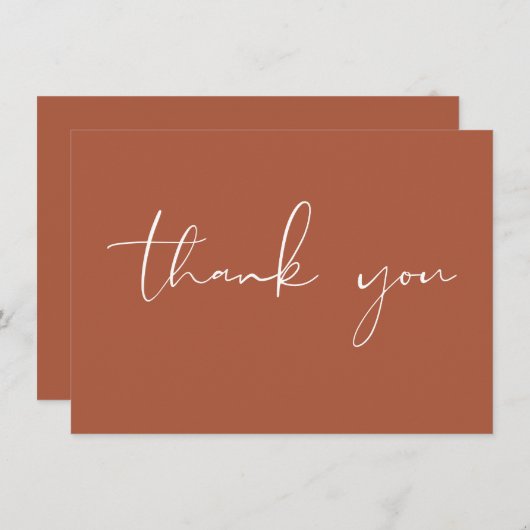 Elegante moderne scriptkalligrafie Terracotta Bedankkaart (Voorkant / Achterkant)