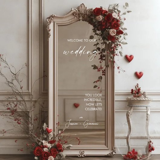 Elegante moderne selfie spiegel welkom bruiloft st raamsticker
