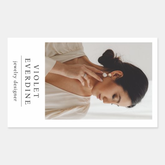 Elegante moderne sieradenontwerper foto rechthoekige sticker (Voorkant)