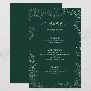 Elegante moderne smaragd groen blad bruiloft menu