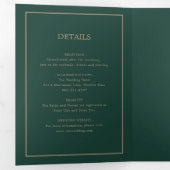 Elegante Moderne Smaragd Monogram Eenvoudige Bruil Drieluik Uitnodiging (Binnenzijde eerst)