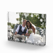 Elegante moderne sneeuwvlok patroon bruiloft foto (Rechts)