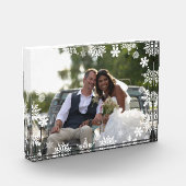 Elegante moderne sneeuwvlok patroon bruiloft foto (Links)