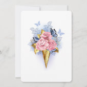 Elegante Moderne Stof Roze Roos Bloem Kaart (Achterkant)