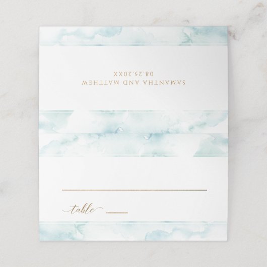 Elegante moderne stoffige blauwe Waterverf escort (Buitenkant ongevouwen)