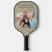 Elegante moderne taupe en goud voeg uw foto famili pickleball paddle (Voorkant)