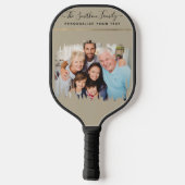 Elegante moderne taupe en goud voeg uw foto famili pickleball paddle (Achterkant)
