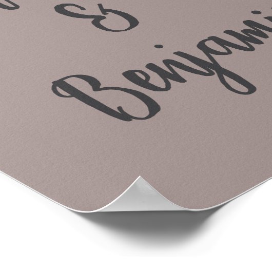 Elegante moderne taupe en grijze bruiloft welkom poster (Hoek)