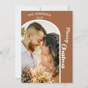 Elegante moderne terracotta foto kerst feestdagenkaart