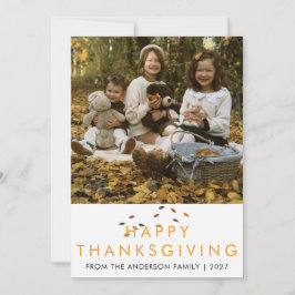 Elegante moderne Thanksgiving familie foto herfst Feestdagenkaart