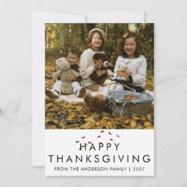 Elegante moderne Thanksgiving familie foto herfst Feestdagenkaart