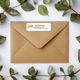 Elegante moderne traditionele rode boog Kerstmis Etiket