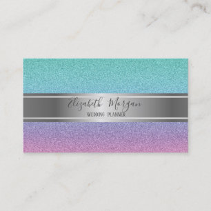 Elegante Moderne Trendy Glitter Bokeh, Zilveren St Visitekaartje