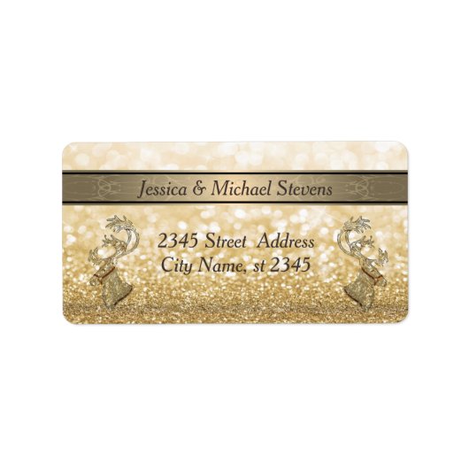 Elegante moderne trendy glittervakantie rendier etiket (Voorkant)