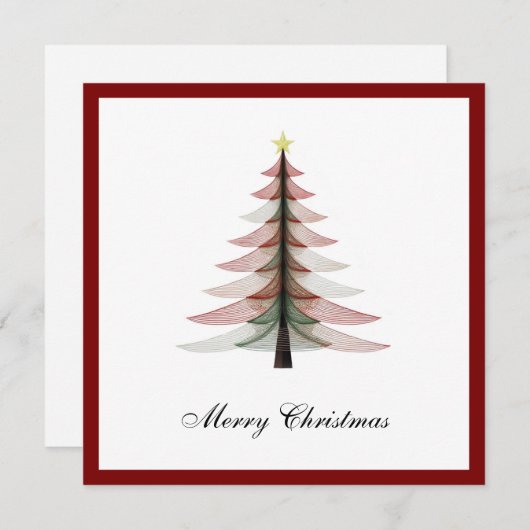 Elegante moderne trendy minimalistische kerstboom feestdagenkaart (Voorkant / Achterkant)