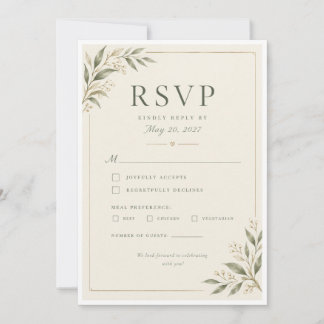 Elegante moderne trouw-RSVP kaart | Ivoor Sage Gro