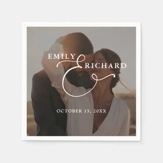 Elegante moderne trouwfoto servet (Voorkant)