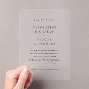 Elegante Moderne Trouwkaart Save the Date Acryl Uitnodigingen