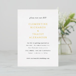 Elegante Moderne Trouwkaart Save the Date Folie Uitnodiging