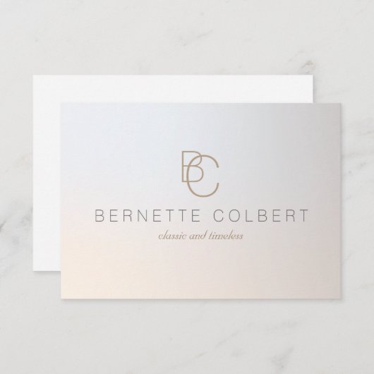 Elegante Moderne Twee Initiaal Monogram Profession Bedankkaart (Voorkant / Achterkant)