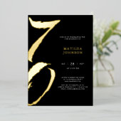 Elegante moderne typografie 70ste verjaardag folie uitnodiging (Staand Voorkant)