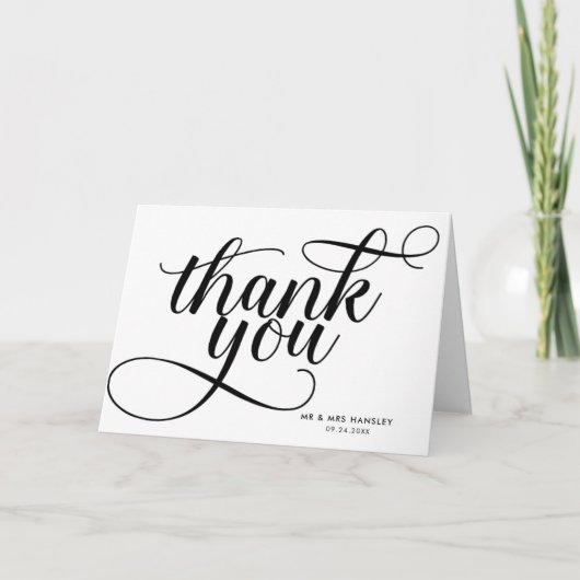 Elegante moderne typografie bruiloft bedankkaarten bedankkaart (Voorkant)